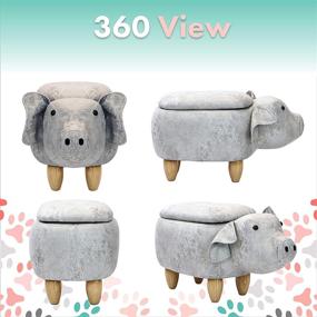 img 1 attached to 🐷 Critter Sitters 15-Inch Light Gray Pig Storage Ottoman - Nursery, Bedroom, Playroom, and Living Room Furniture and Decor