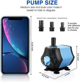 img 3 attached to 🌊 KEDSUM 400GPH Submersible Water Pump - Ultra Quiet Fountain Pump, 1500L/H, 40W, 7ft High Lift, 6.6ft Power Cord, 3 Nozzles - Ideal for Fish Tank, Pond, Aquarium, Statuary, Hydroponics