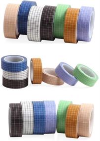 img 1 attached to 🎨 Colorful Grid Washi Tape Set - 7 Rolls, 10M Length - Ideal for DIY Scrapbooking, Crafts, Bullet Journaling & more!