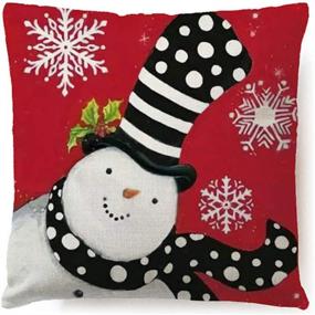 img 2 attached to 🏻 7COLORROOM Christmas Red Snowman Pillow Cover - Festive Throw Cushion Cover for Home Decoration - 18" x 18" - Winter Pillowcases - 2 Pack (Xmas Snowman)