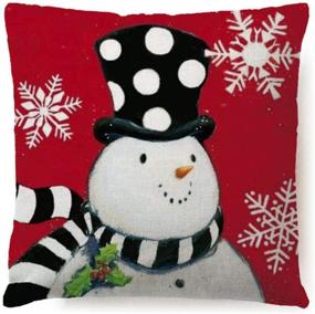 img 3 attached to 🏻 7COLORROOM Christmas Red Snowman Pillow Cover - Festive Throw Cushion Cover for Home Decoration - 18" x 18" - Winter Pillowcases - 2 Pack (Xmas Snowman)