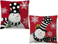 🏻 7colorroom christmas red snowman pillow cover - festive throw cushion cover for home decoration - 18" x 18" - winter pillowcases - 2 pack (xmas snowman) logo