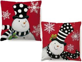 img 4 attached to 🏻 7COLORROOM Christmas Red Snowman Pillow Cover - Festive Throw Cushion Cover for Home Decoration - 18" x 18" - Winter Pillowcases - 2 Pack (Xmas Snowman)