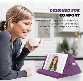 img 2 attached to 🍇 MoKo Tablet Pillow Stand - Pillow Holder for iPad Tablet (up to 11") - Pillow Lap Stand for eReaders - Fits iPad 9 (10.2"), iPad Mini 6 (8.3"), iPad Pro 11/10.5/9.7, Air 4 Mini 5, Galaxy Tab S6/S7 - Grape Purple