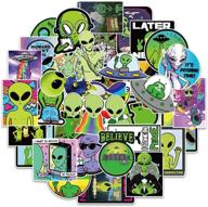 👽 cute aliens vinyl stickers - trendy cartoon decals for laptop, waterbottle, tablet, and more - waterproof and durable - 50 pcs pack logo