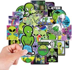 img 2 attached to 👽 Cute Aliens Vinyl Stickers - Trendy Cartoon Decals for Laptop, Waterbottle, Tablet, and More - Waterproof and Durable - 50 pcs Pack