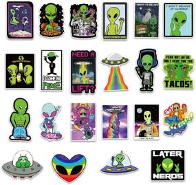 img 3 attached to 👽 Cute Aliens Vinyl Stickers - Trendy Cartoon Decals for Laptop, Waterbottle, Tablet, and More - Waterproof and Durable - 50 pcs Pack