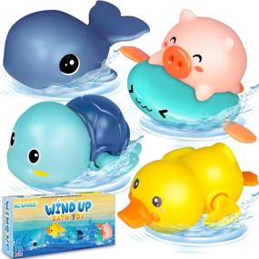 img 4 attached to 🛀 Wind-Up Bathtub Toy Set - Niwoed Bath Toys for Boys and Girls, Ages 1-5 - Toddler Water Toys for Bath Time and Swimming Pool - Ideal Gift for Kids 4-8 - 4 Pcs Set