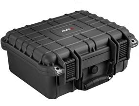 img 1 attached to Water & Shock Proof Eylar Protective Hard Camera Case - TSA Approved (13.37 x 11.62 x 6 Inch) in Black with Foam