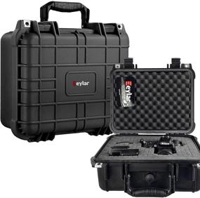 img 4 attached to Water & Shock Proof Eylar Protective Hard Camera Case - TSA Approved (13.37 x 11.62 x 6 Inch) in Black with Foam