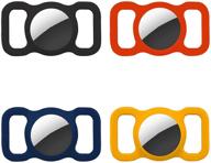 🐾 4 pack holder compatible with airtag: dog pet cat collar case cover, apple finder tracker - black, blue, red, orange logo