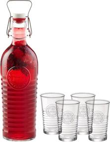 img 4 attached to 🍾 Bormioli Rocco Officina 1825 Collection: Italian 5pc. Swing Top Bottle and Tumbler Set, Glass Flip-top Bottle and 4 Drinking Glasses, Exquisite Beverage Serve-ware