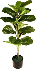 img 4 attached to 🌿 GEPLS 35-inch Tall Indoor Artificial Fiddle Leaf Fig Tree - Realistic Fake Plant with 21 Leaves - Large Decorative Potted House Tree