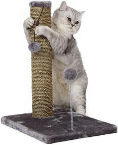 img 3 attached to Entertain and Protect your Feline Friend with the 20-Inch Cat Craft Sea Grass Scratching Post and Spring Toy