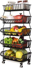 img 4 attached to 🗄️ BRIAN & DANY 5 Tier Metal Wire Baskets: Versatile Storage Rack Trolley for Kitchen, Pantry, and Bathroom