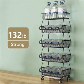 img 1 attached to 🗄️ BRIAN & DANY 5 Tier Metal Wire Baskets: Versatile Storage Rack Trolley for Kitchen, Pantry, and Bathroom