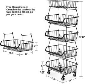 img 3 attached to 🗄️ BRIAN & DANY 5 Tier Metal Wire Baskets: Versatile Storage Rack Trolley for Kitchen, Pantry, and Bathroom