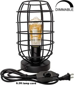 img 2 attached to 💡 Metal Vintage Desk Lamp with Dimmer Switch, Plug in Cord, and Bulb Included - Industrial Style E26/E27 Edison Table Lamp for Home Lighting Decor