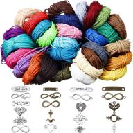 📿 versatile diy jewelry making kit: 328 yards waxed polyester twine cord and 50 mixed letter words symbol charms connector - macrame bracelet threaded string in 30 vibrant colors logo