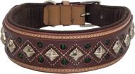 🐾 blazingpaws darlington wide 2" luxury soft suede padded leather dog collar for large dogs - handmade with stud crystal & fancy stitch pattern logo