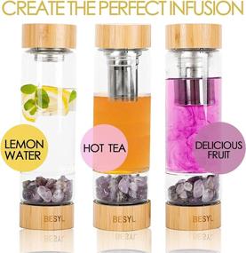 img 1 attached to 💎 Crystal Glass Water Bottle with Natural Purple Crystal: Enhance Wellness and Healing with Wand Energy Cup, Tea Infuser and Spiritual Gifts for Women - 16.9 Oz