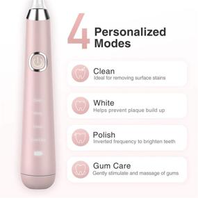 img 3 attached to 🦷 Hanasco Sonic Electric Toothbrush Rechargeable: 4 Modes, Timer, 3 Brush Heads - Pink