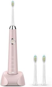 img 4 attached to 🦷 Hanasco Sonic Electric Toothbrush Rechargeable: 4 Modes, Timer, 3 Brush Heads - Pink