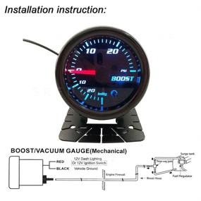 img 2 attached to Черный 52-миллиметровый датчик наддува Turbo 0 30 фунтов на квадратный дюйм Вакуумный датчик давления Turbo Color Tinted