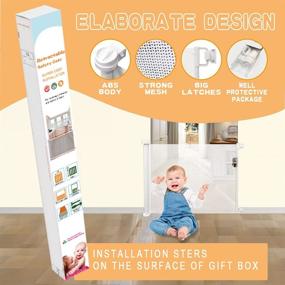 img 1 attached to 🚪 Easy-to-Install Retractable Baby Gate & Pet Safety Magic Gate | 34" Tall, Expands up to 59" Wide | Portable Foldable Mesh Gate for Stairs | Flexible, Expandable & Convenient