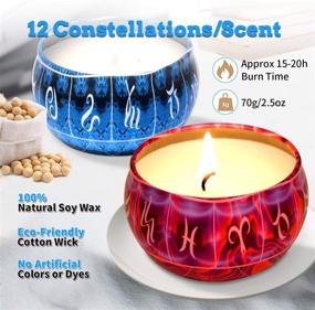 img 2 attached to 🕯️ 12 Zodiac Constellations Scented Candles - 2.5oz | Strong Fragrance, Aromatherapy, Natural Soy Wax, Portable Tin Jar | Home Decor & Gifts for Birthdays, Valentine's Day