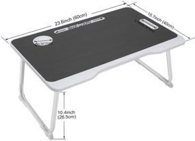 img 1 attached to 🛏️ Laptop Bed Table - Foldable Lap Desk with Slot, Bed Trays Breakfast Serving Tray & Cup Holder, Notebook Computer Stand Reading Holder for Working - Folding Bed Desk for Bed/Sofa/Couch/Floor