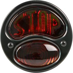 img 3 attached to 🚦 KNS Аксессуары KA0022 Черный 12V Задний фонарь Duolamp для Ford Model A - Янтарный шрифт 'STOP' на красном стеклянном объективе.