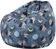 🧸 navy blue stuffed animal storage bean bag chair for kids - zipper storage bean bag for organizing stuffed animals (one size) логотип