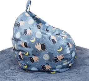 img 2 attached to 🧸 Navy Blue Stuffed Animal Storage Bean Bag Chair for Kids - Zipper Storage Bean Bag for Organizing Stuffed Animals (One Size)