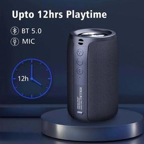 img 1 attached to 🔊 Портативная колонка Zealot S32 с Bluetooth, миниатюрная для уличного использования, водонепроницаемая IPX5, до 12 часов воспроизведения, стерео подключение, поддержка MIC/TF-карты/USB/AUX для использования дома и на улице, совместима с iOS и Android, черная