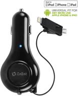 🔌 apple mfi certified cellet lightning retractable iphone car charger & usb-micro combo - compatible with iphone 12 pro max, 11, xr, xs, max, ipad pro, air, mini, ipod touch 5th, 6th - 3-feet long cable logo