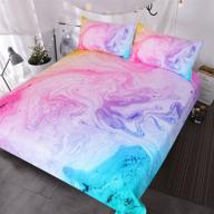 🎨 twin blessliving tie dye bed set - colorful marble teen girl bedding, watercolor pastel pink blue purple duvet cover set, abstract marble kids bed set - 3 piece bright girly bedspreads logo