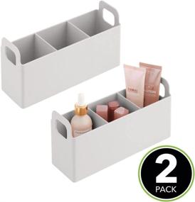 img 3 attached to 💄 mDesign Plastic Bathroom Vanity Organizer - Makeup Holder and Storage Station for Countertop Cabinet - Light Gray, 2 Pack