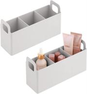 💄 mdesign plastic bathroom vanity organizer - makeup holder and storage station for countertop cabinet - light gray, 2 pack logo