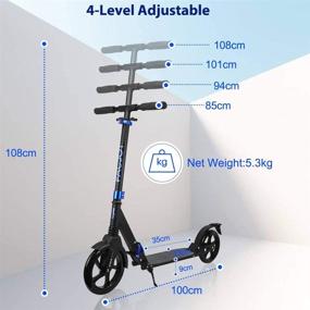 img 1 attached to 🛴 PACJOY Adult Big Wheel Kick Scooter: 230mm PU Wheels, 220lb Weight Limit, Wide Reinforced Deck - Deluxe Aluminum, Height Adjustable, Easy Folding, Smooth & Fast Ride (Ages 12+)