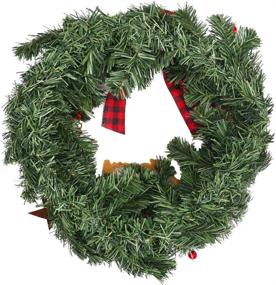 img 3 attached to 🎄 16-Inch Artificial Christmas Wreath for Front Door - Evergreen Garland with Bowknot, Pinecone, Apple, Red Berries - Festive Holiday Decorations for Home Party and Winter Gifts