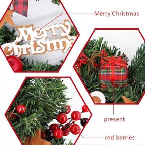 img 1 attached to 🎄 16-Inch Artificial Christmas Wreath for Front Door - Evergreen Garland with Bowknot, Pinecone, Apple, Red Berries - Festive Holiday Decorations for Home Party and Winter Gifts