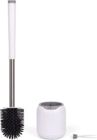 img 3 attached to 🚽 White Silicone Bristles Toilet Brush and Holder Set Including Tweezers - ELITRA HOME