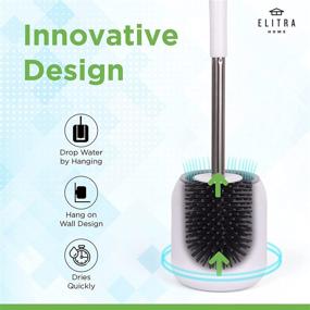 img 2 attached to 🚽 White Silicone Bristles Toilet Brush and Holder Set Including Tweezers - ELITRA HOME