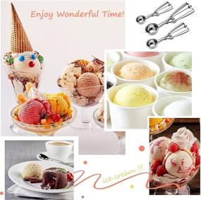 img 1 attached to 🍦 3-Piece Stainless Steel Ice Cream and Cookie Scoop Set with Trigger Release - Large, Medium, and Small Scoops for Baking and Cookie Dough