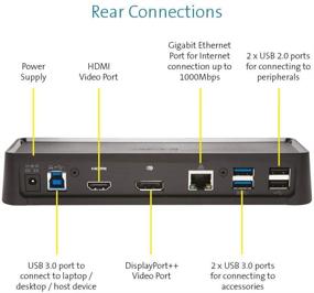 img 2 attached to 💻 Кенсингтон USB 3.0 Док-станция с двумя дисплеями для Windows, Mac OS, Surface Pro и Surface Laptop - Усиленная связь и многофункциональное расширение дисплея (K33997WW), Черный.