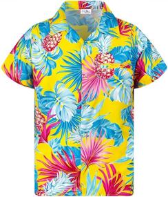 img 4 attached to Kameha Hawaiian Shortsleeve Pineapple Leaves Boys' Clothing in Tops, Tees & Shirts