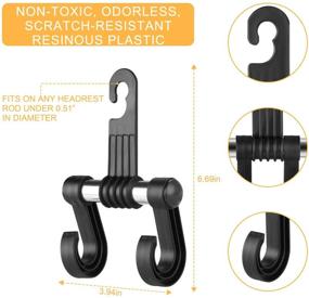 img 3 attached to Preyda Car Headrest Hooks - Set of 2, Convenient Hangers for Grocery Shopping Bags, Coats, Purses, Baby Supplies, Ideal for Cars, Jeeps, SUVs, Trucks, and More, Black Car Seat Headrest Hooks