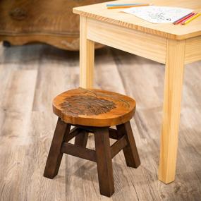 img 3 attached to Hand-Carved Acacia Hardwood Decorative Short Stool with Pinecone Design by Sea Island Imports