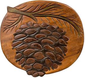 img 2 attached to Hand-Carved Acacia Hardwood Decorative Short Stool with Pinecone Design by Sea Island Imports